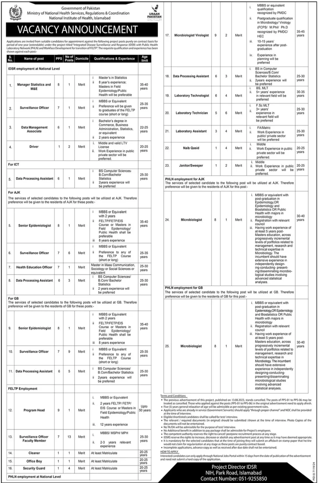 Ministry of National Health Services Jobs