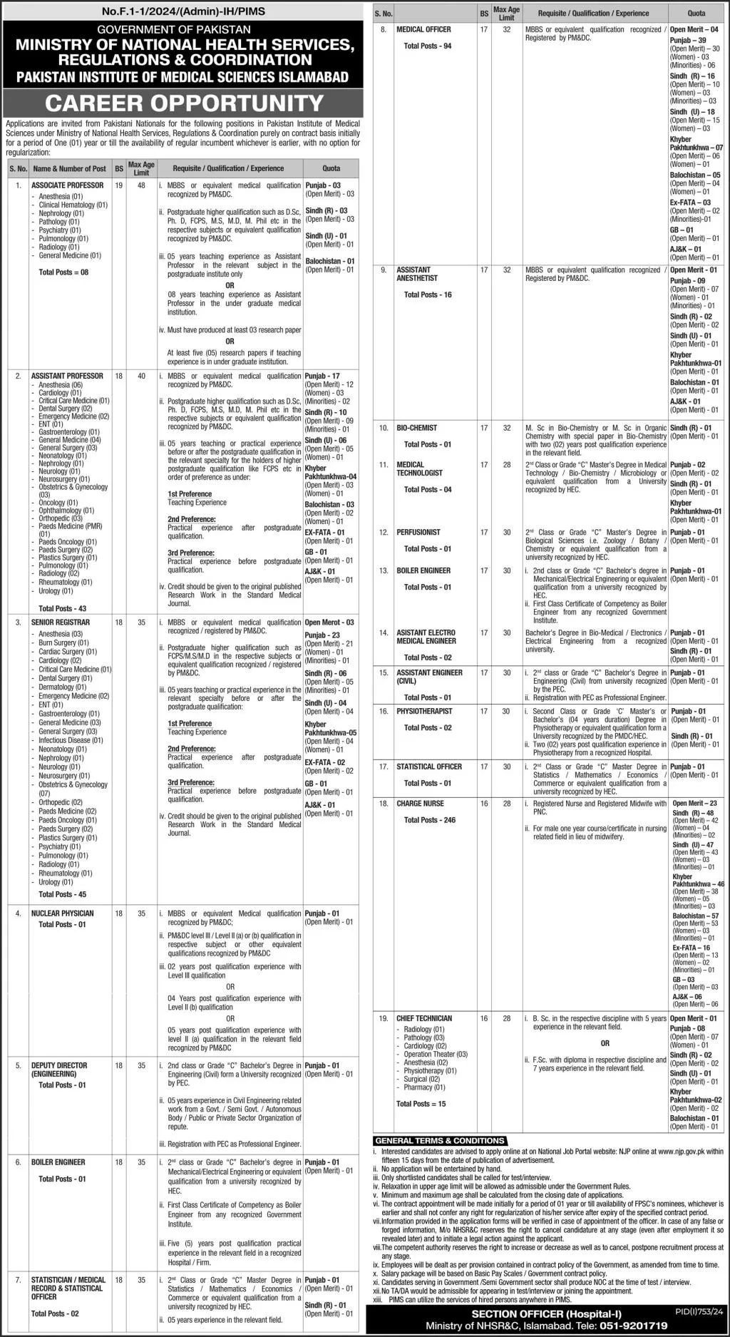 Ministry of National Health Services Jobs