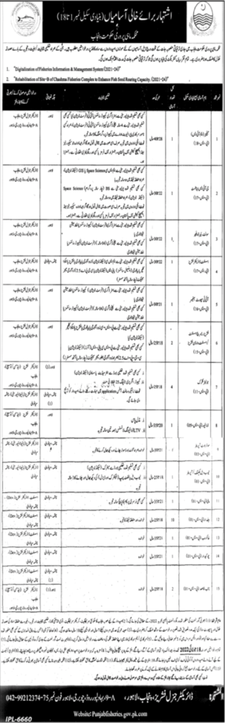 Fisheries Department Jobs 2022 latest Advertisement