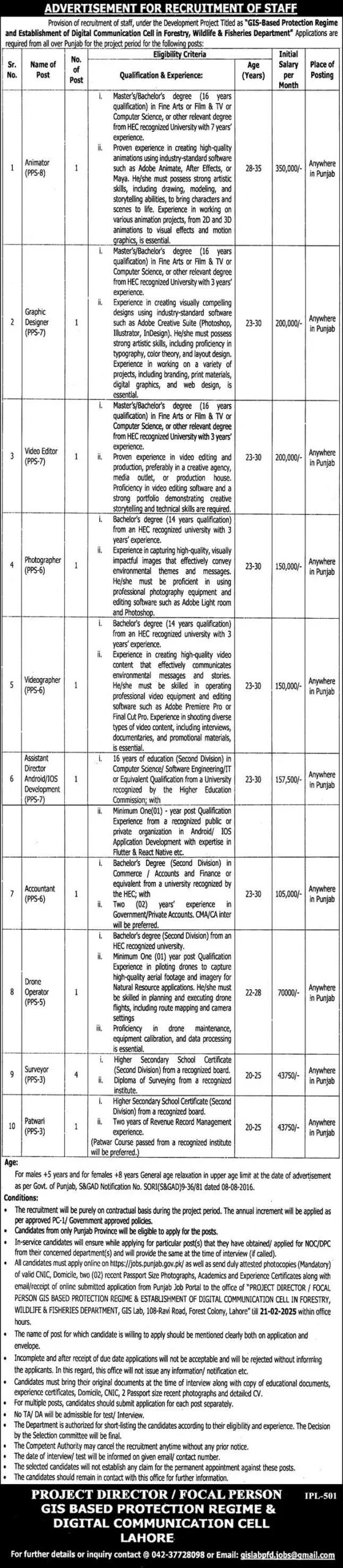 Forestry And Wildlife Department Jobs