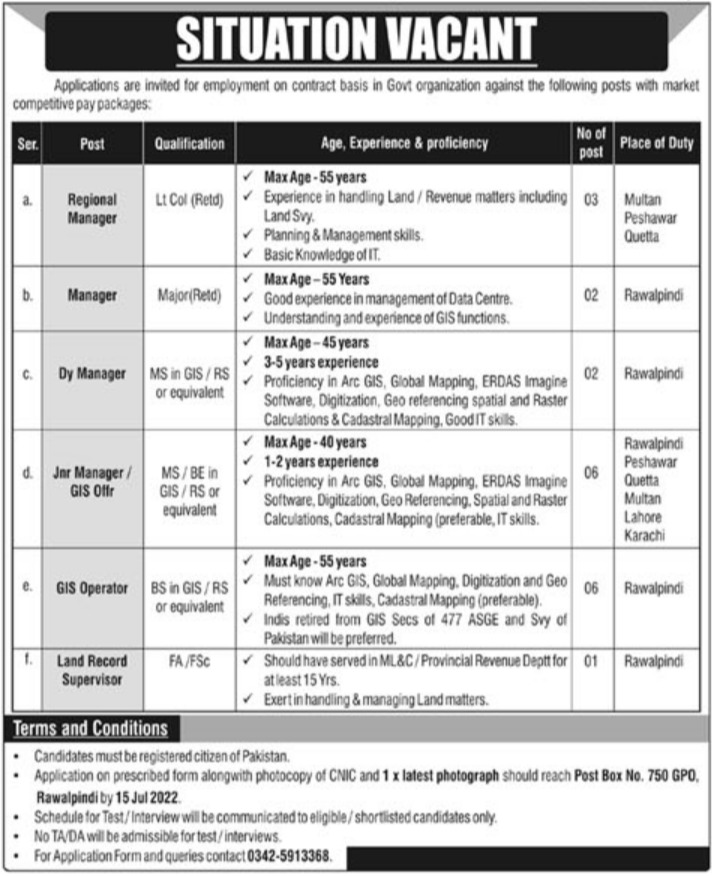 GHQ P.O Box 750 Jobs 2022 latest Advertisement