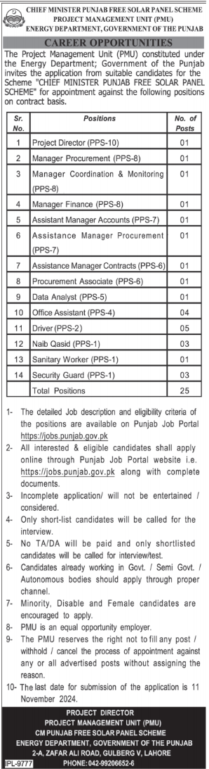 Energy Department Punjab Jobs