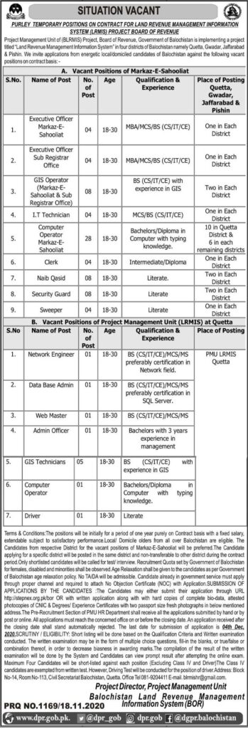 Project Management Unit Jobs 2020 latest Advertisement