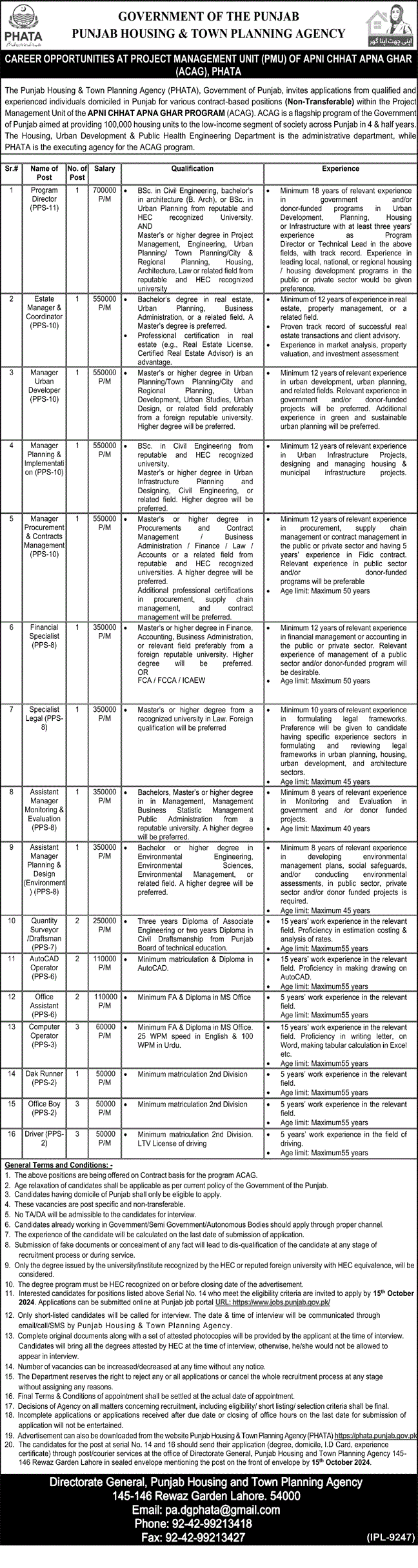 Housing & Town Planning Agency Jobs