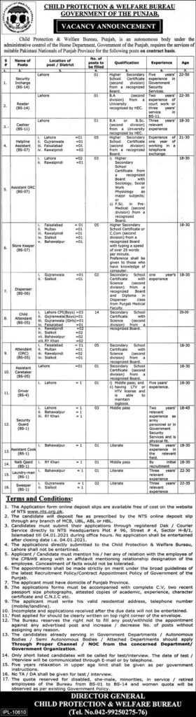 Child Protection & Welfare Bureau Jobs 2020 latest Advertisement