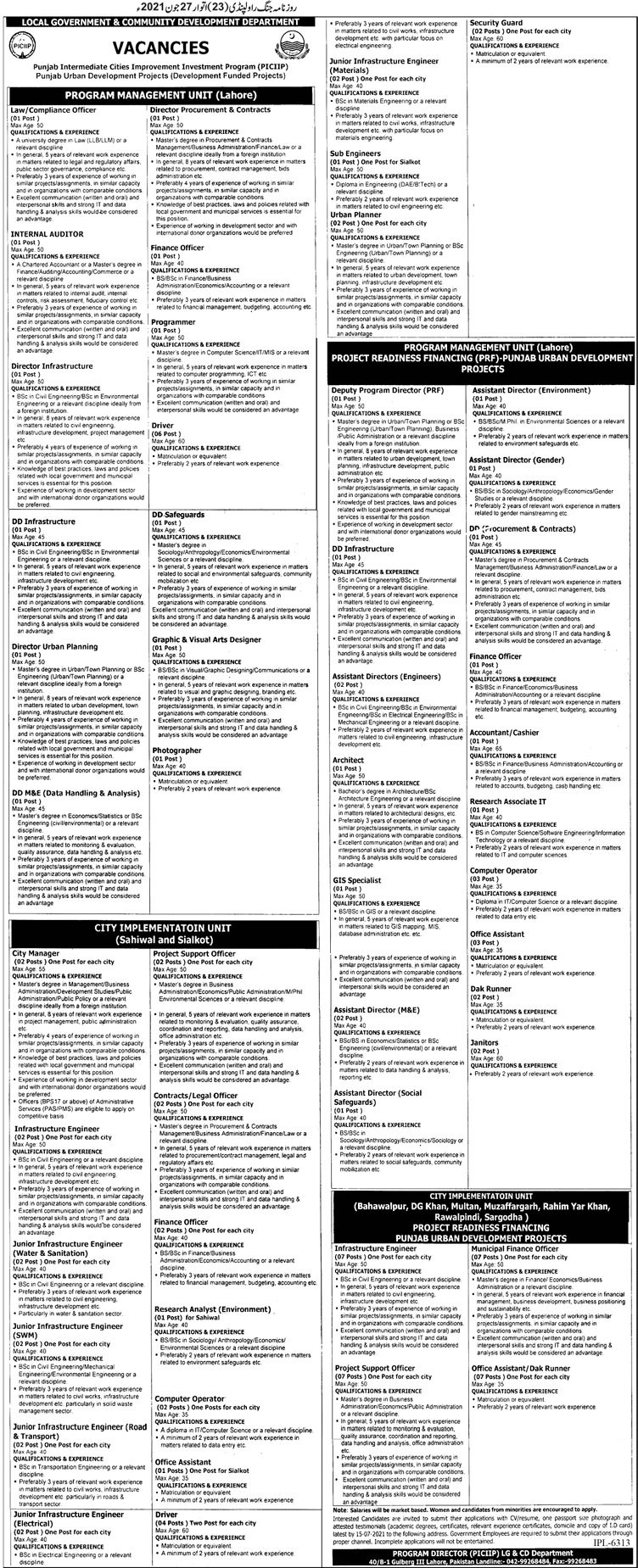 Punjab Local Government Jobs 2021 latest Advertisement