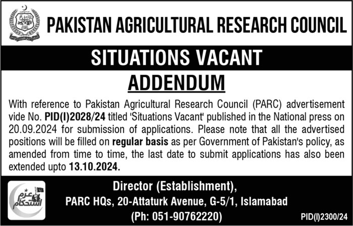 Pak Agricultural Research Council Jobs