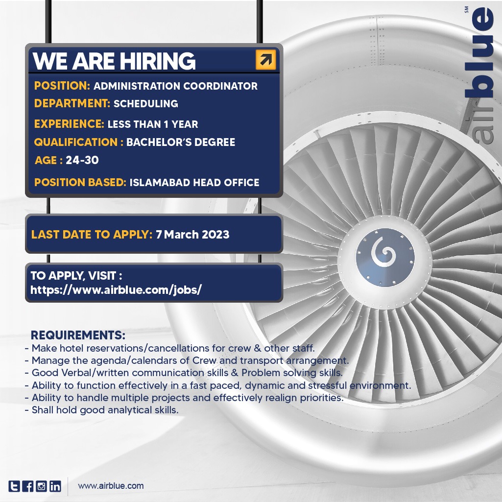 Air Blue Jobs 2023 latest Advertisement