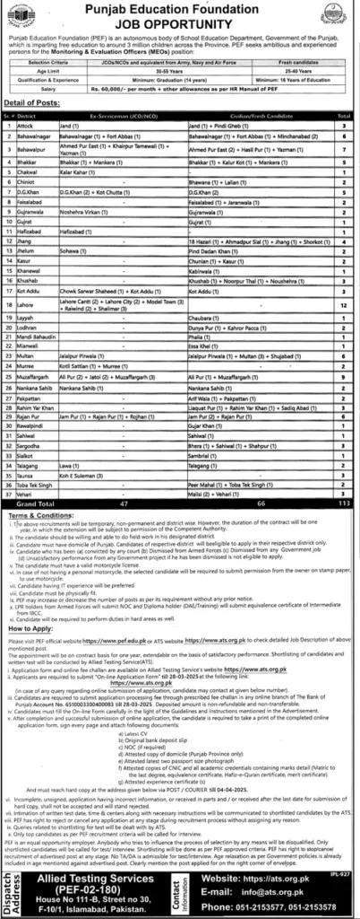 Punjab Education Foundation Jobs