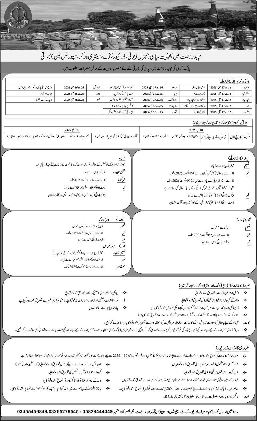 Pak Army Mujahid Force Jobs