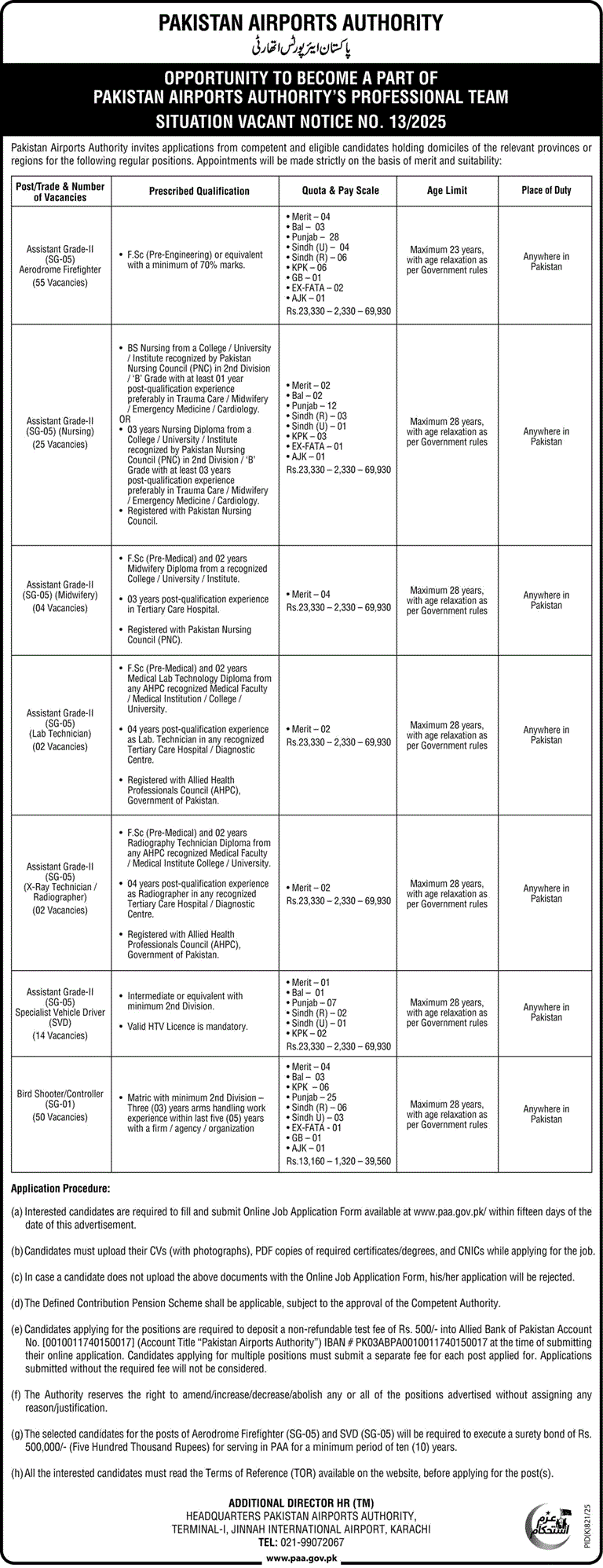 Pakistan Airports Authority jobs