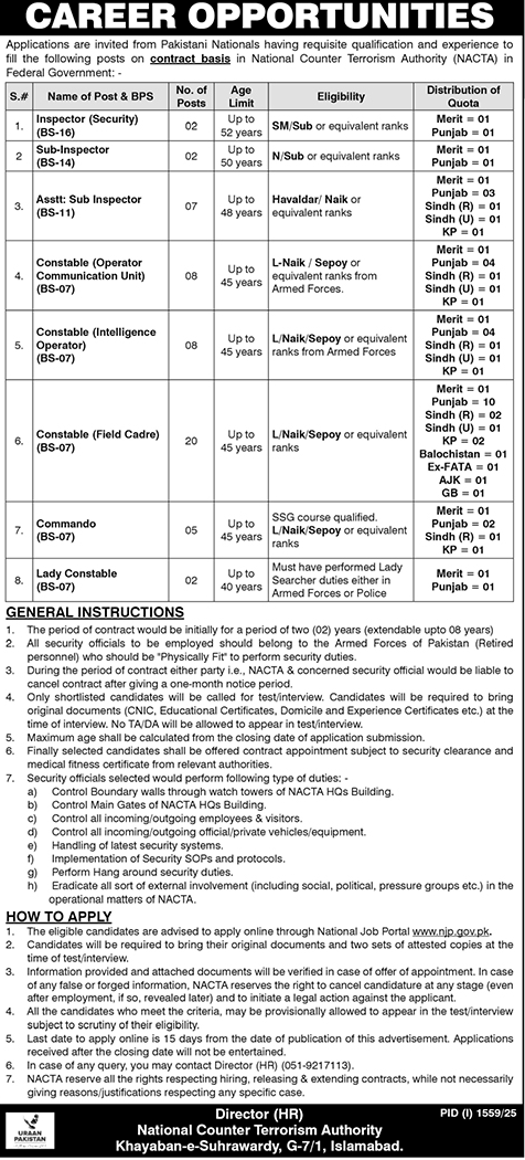 National Counter Terrorism Authority jobs