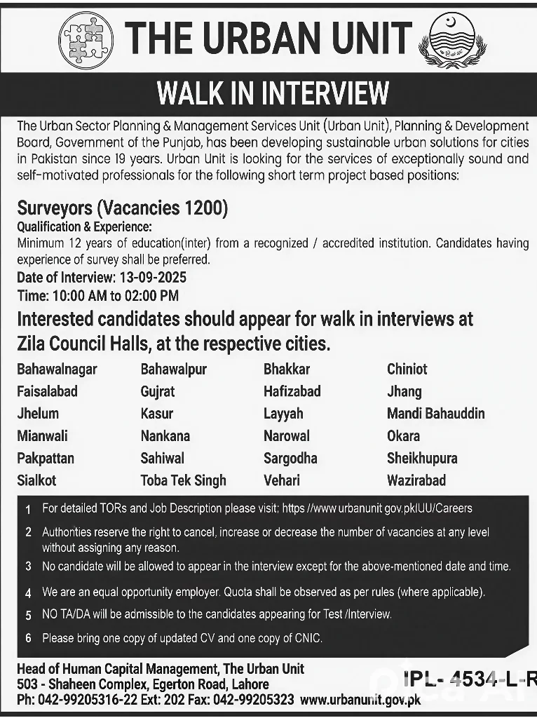 Urban Unit Surveyors jobs