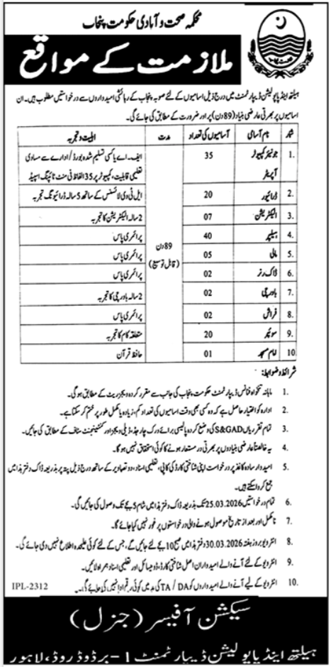 Health & Population Department jobs