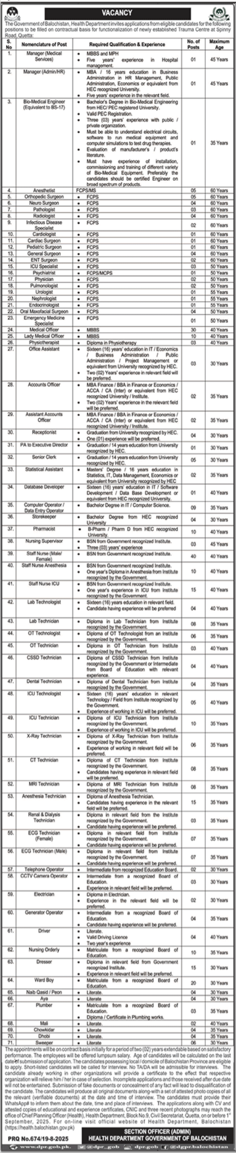 Health Department jobs