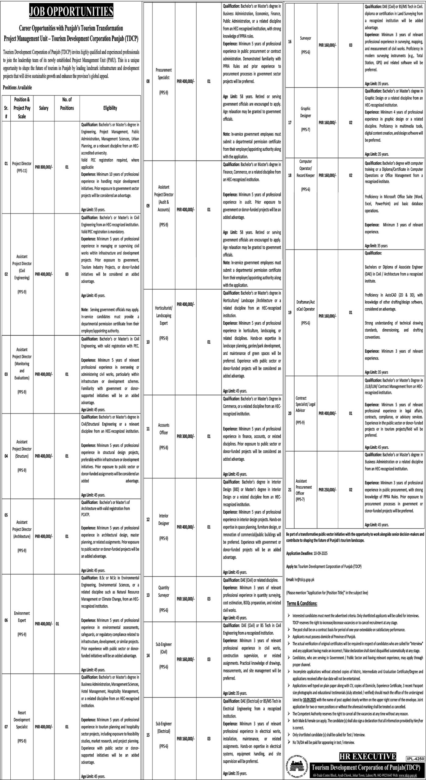 Tourism Development Corporation Punjab jobs