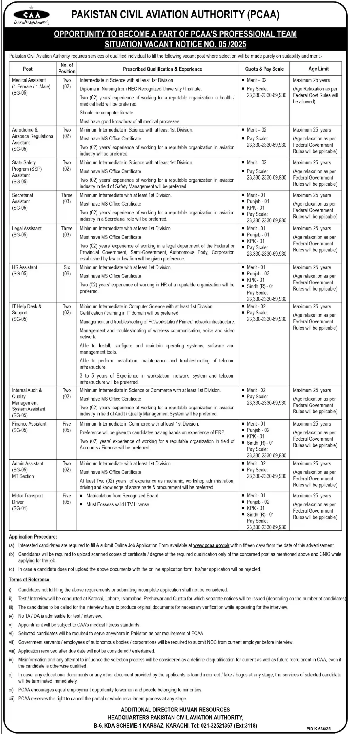 Pakistan Civil Aviation Authority jobs