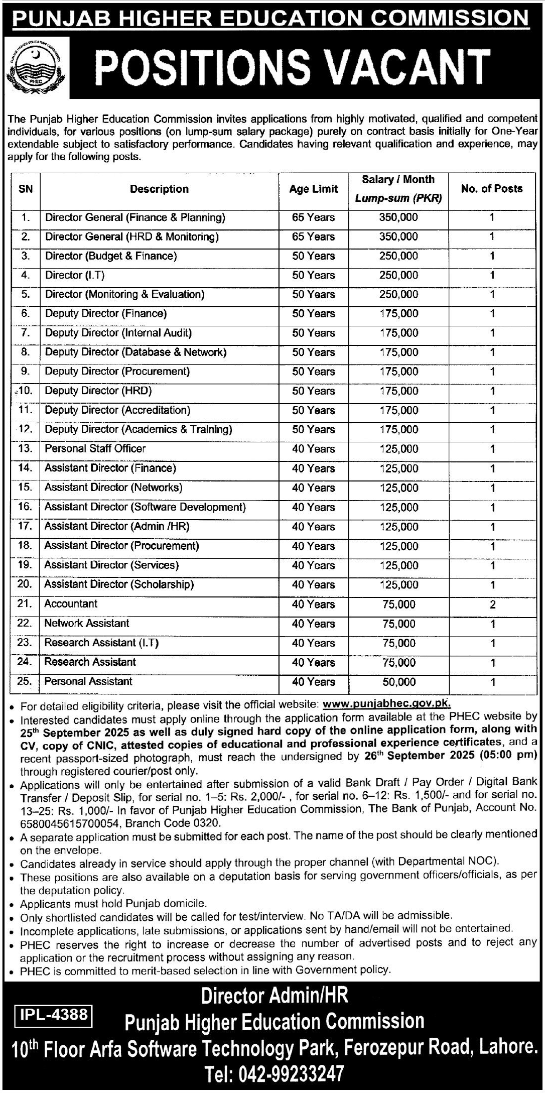 Punjab Higher Education Commission jobs