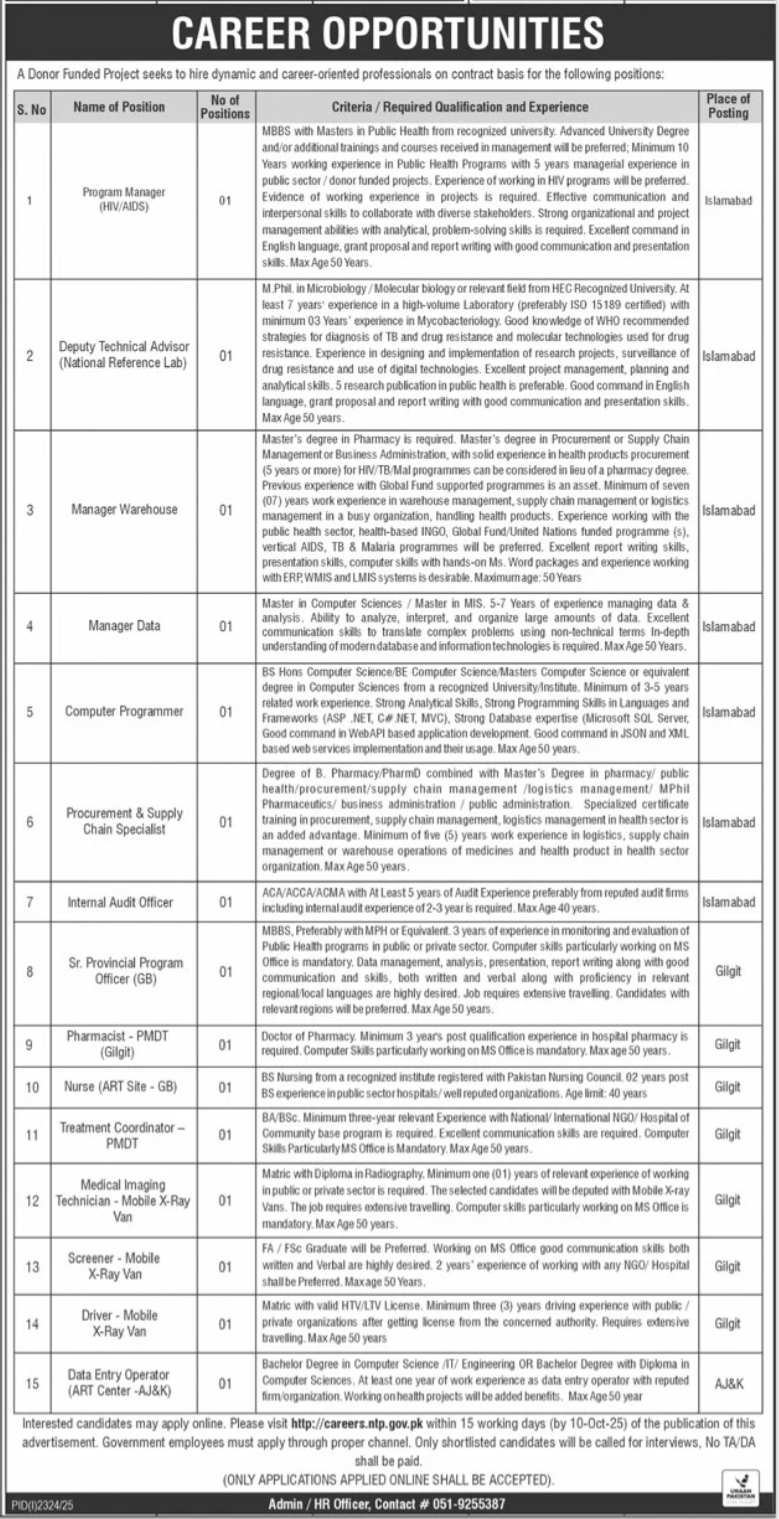 National TB Control Program jobs