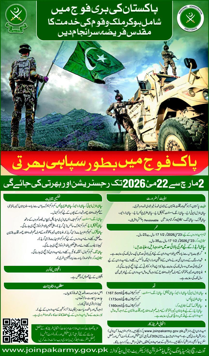 Pak Army Soldier jobs