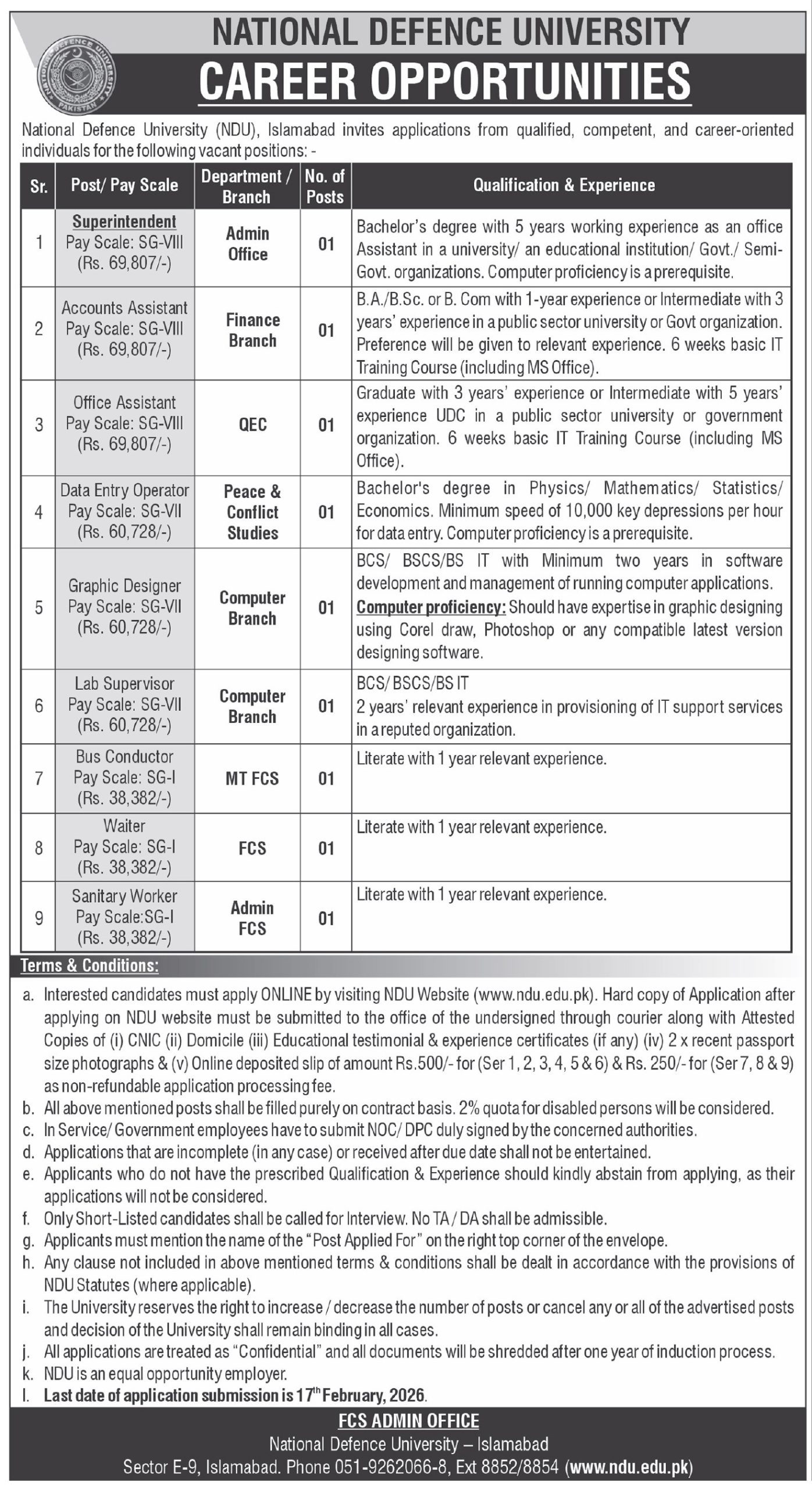 National Defence University jobs